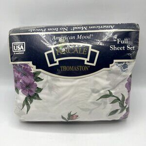 Thomaston American Mood Full Bed Sheet Set Pink Roses Flat Fitted Pillowcases